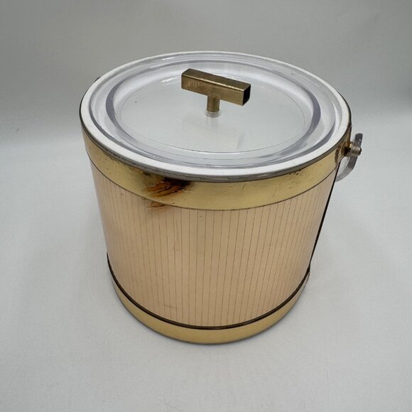 Vintage Georges Briard Ice Bucket Mirror Gold with Clear Handle and Lid Vintage - Picture 3 of 10